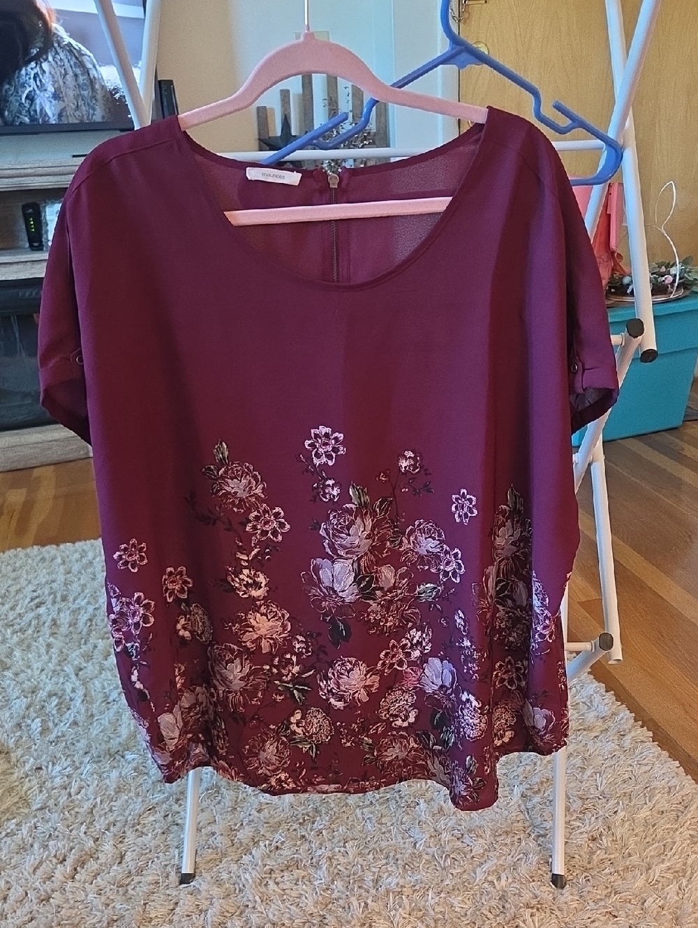 Maurices Plum Floral Scoop Neck Blouse